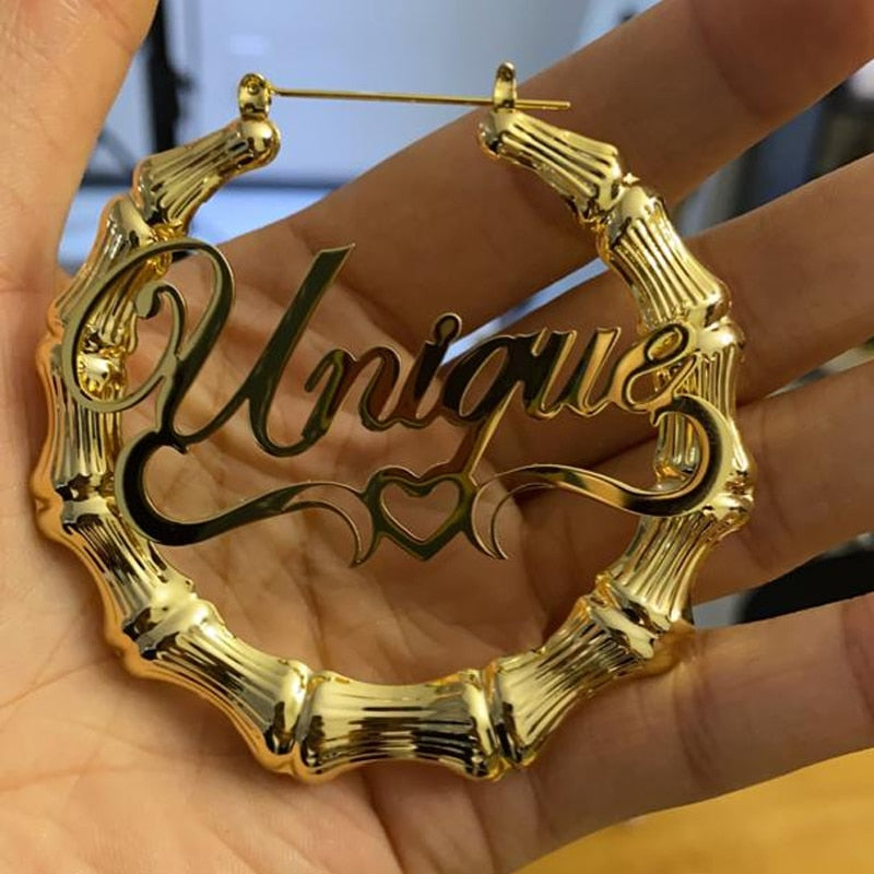 Customize This Bamboo Style Personality Earrings With Statement letter