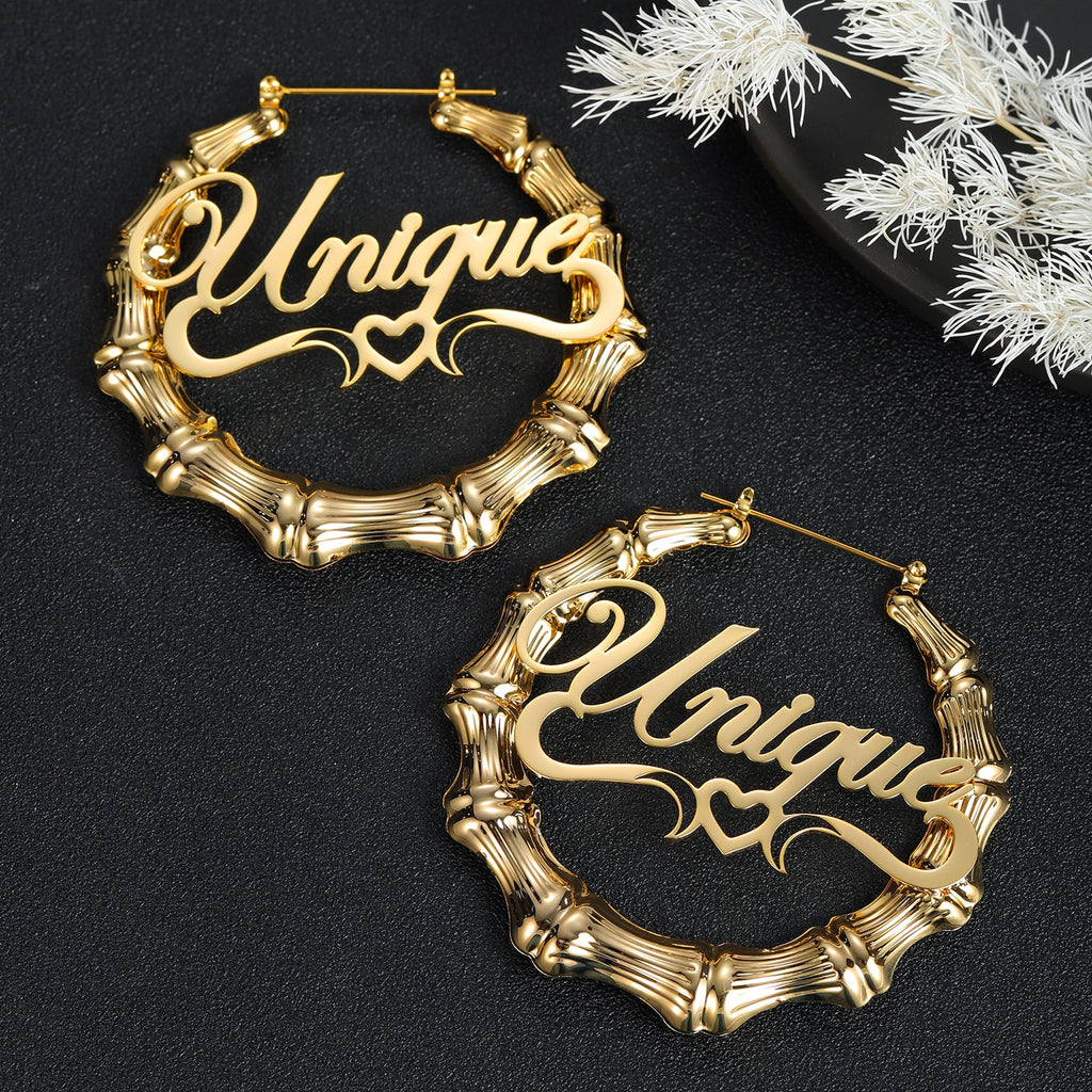 Customize This Bamboo Style Personality Earrings With Statement letter