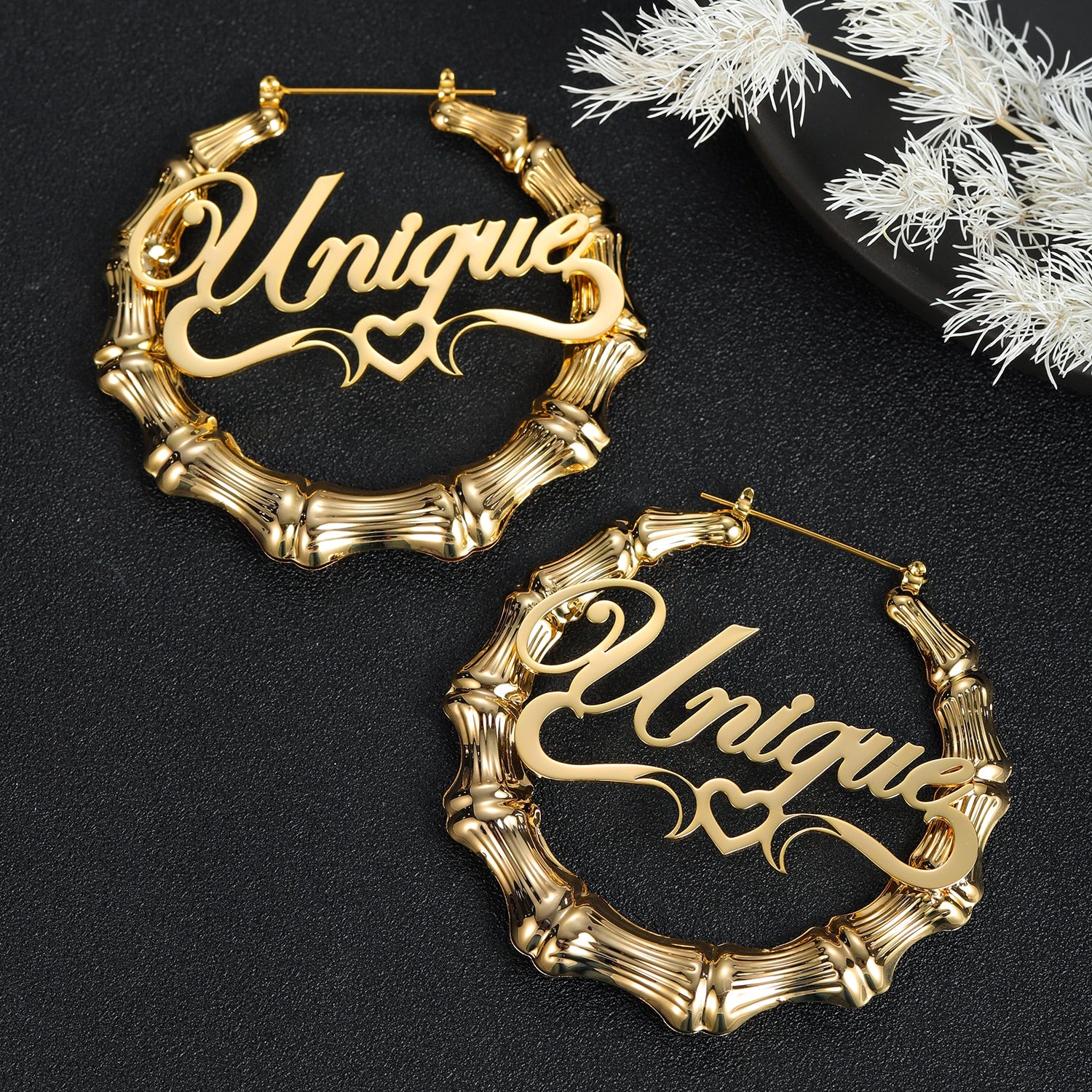 Customize This Bamboo Style Personality Earrings With Statement letter