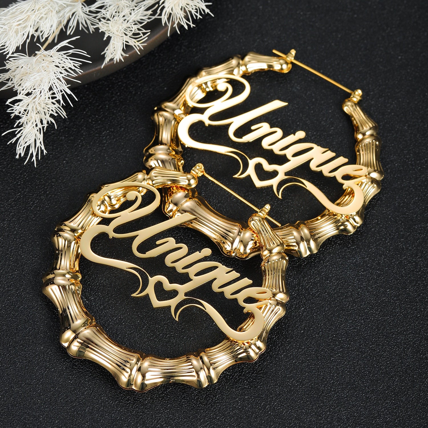 Customize This Bamboo Style Personality Earrings With Statement letter