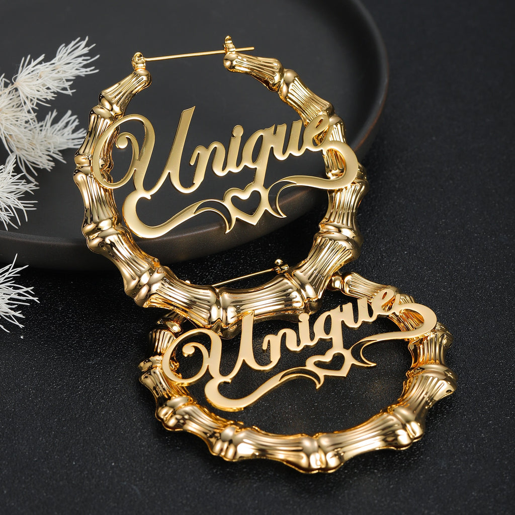 Customize This Bamboo Style Personality Earrings With Statement letter