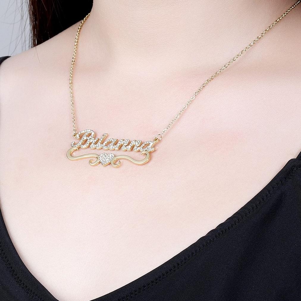 Customize This Heart W/ Name Bling Necklace