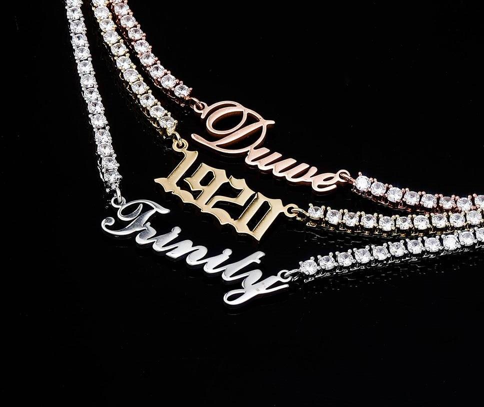 Customize This Name Necklace Stainlesss Steel Tennis Chain