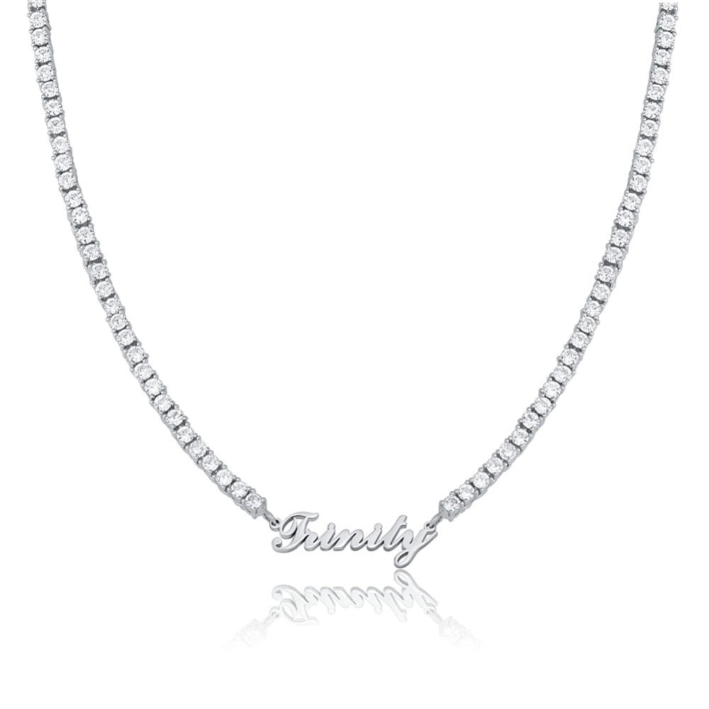 Customize This Name Necklace Stainlesss Steel Tennis Chain