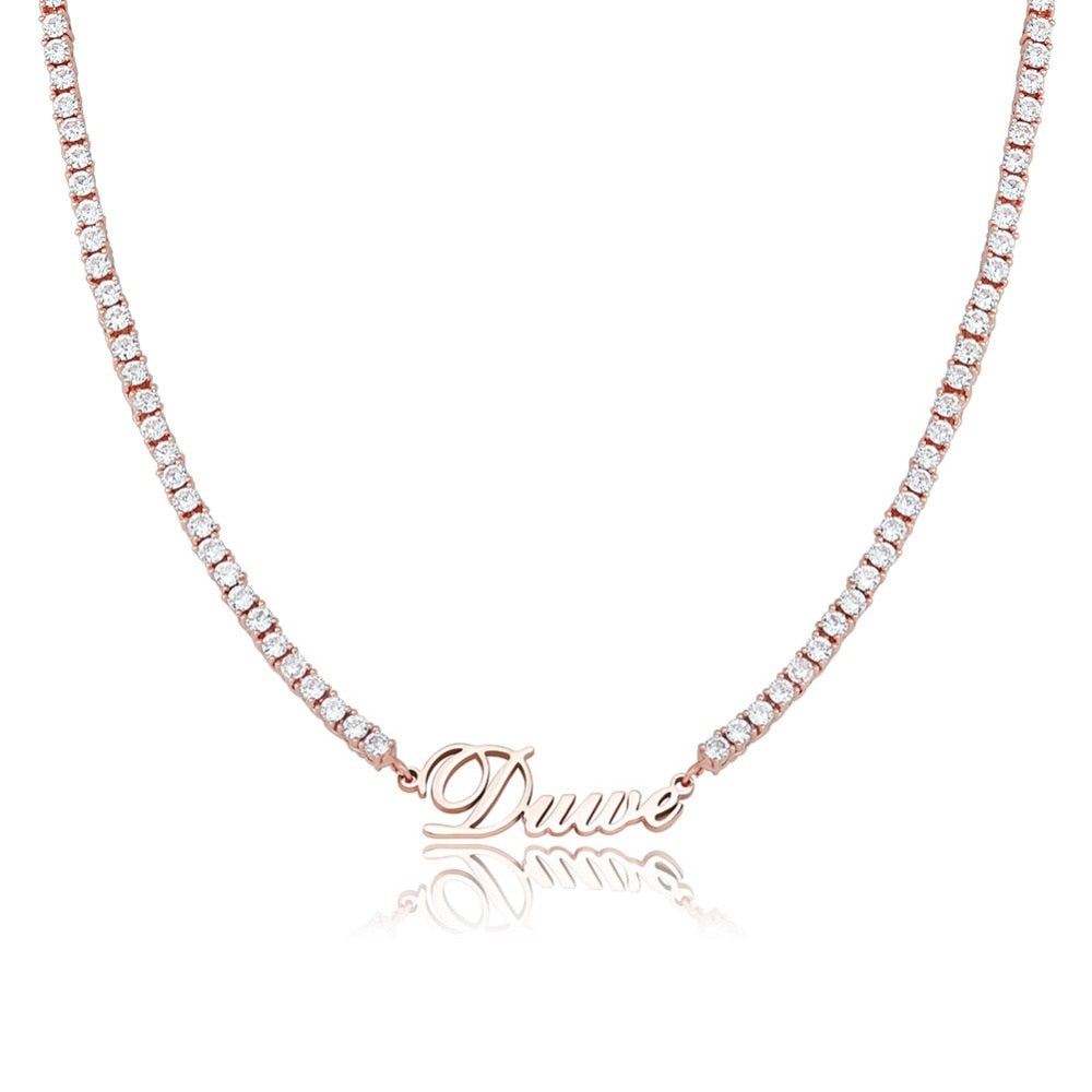 Customize This Name Necklace Stainlesss Steel Tennis Chain