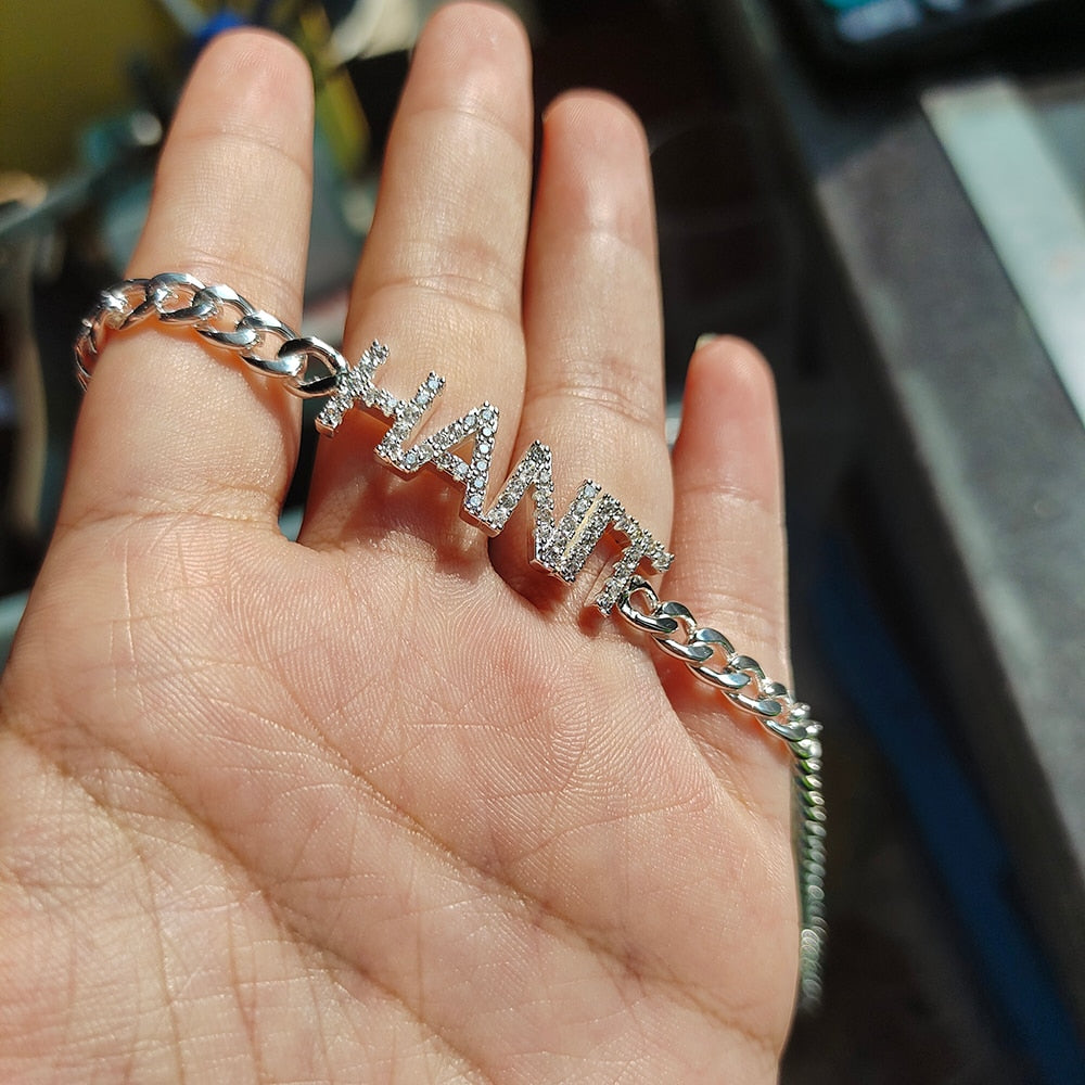 Customize This Crystal Cuban Chain Adjustable Letter Bracelets