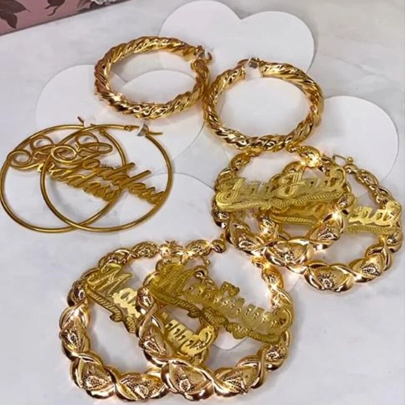 Customize This XOXO Bamboo 3D Hoop Name Earring