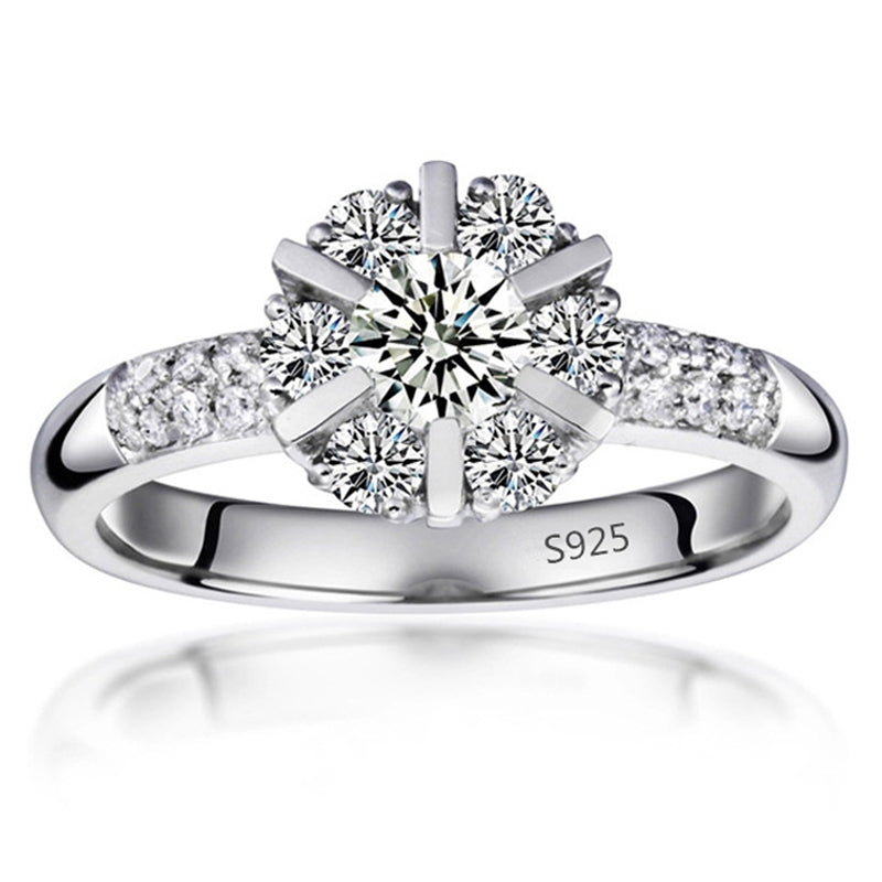 Crystal Wedding Ring Sterling Silver 925 Cubic Zircon For Women